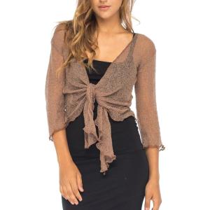 imageBack From Bali Womens Sheer Shrug Cardigan Lightweight KnitTaupe