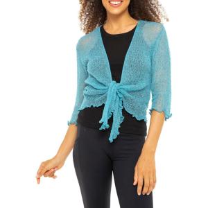 imageBack From Bali Womens Sheer Shrug Cardigan Lightweight KnitTeal