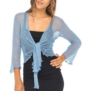 imageBack From Bali Womens Sheer Shrug Cardigan Lightweight KnitWedgewood Blue