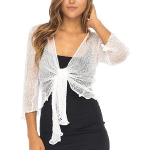 imageBack From Bali Womens Sheer Shrug Cardigan Lightweight KnitWhite