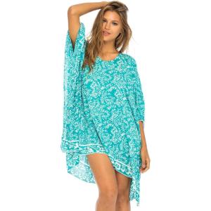 imageBack From Bali Womens Short Beach Swimsuit Cover Up Caftan Pullover Floral Poncho for Bathing SuitTosca Green