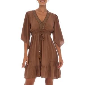 imageBack From Bali Womens Short Sundress Flowy Boho Beach Dress with Beaded Deep V Neck Casual Sexy Summer Party DressCoco
