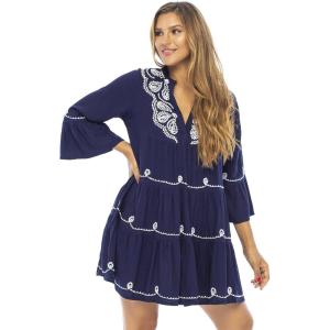 imageBack From Bali Womens Short Sundress Flowy Boho Beach Dress with Embroidered V Neck Casual Sexy Summer Party DressNavy