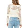 imageBack From Bali Womens 100 Cotton Crochet TieFront Artisan Shrug Sweater Cropped Lightweight Flower Knit BoleroNatural Cream