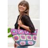 imageBack From Bali Womens 100 Cotton Hand Crochet Large Bucket Tote Bag Artisan Granny Square Lined Zipper Closure