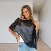 imageBack From Bali Womens 100 Cotton Knit Poncho Sweater Lightweight Artisan Summer Shrug ShawlBlack