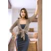 imageBack From Bali Womens 100 Cotton Shrug Tie Front Cardigan Lightweight Soft Knit 34 Sleeve Open Front SweaterBeige