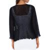 imageBack From Bali Womens 100 Cotton Shrug Tie Front Cardigan Lightweight Soft Knit 34 Sleeve Open Front SweaterBlack