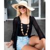imageBack From Bali Womens 100 Cotton Shrug Tie Front Cardigan Lightweight Soft Knit 34 Sleeve Open Front SweaterBlack