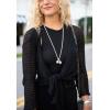 imageBack From Bali Womens 100 Cotton Shrug Tie Front Cardigan Lightweight Soft Knit 34 Sleeve Open Front SweaterNavy
