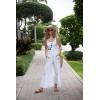 imageBack From Bali Womens Boho Ruffle Wide Leg High Waist Palazzo Pants with PocketsWhite