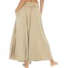 imageBack From Bali Womens Boho Wide Leg Palazzo Pants Smocked Waist Harem Lounge Loose Summer Beach PantsBeige