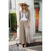 imageBack From Bali Womens Boho Wide Leg Palazzo Pants Smocked Waist Harem Lounge Loose Summer Beach PantsBeige