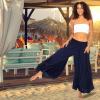 imageBack From Bali Womens Boho Wide Leg Palazzo Pants Smocked Waist Harem Lounge Loose Summer Beach PantsNavy