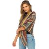 imageBack From Bali Womens Colorful Knit Poncho Sweater Cape Soft Striped Boho Tunic ShawlMulticolored