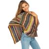 imageBack From Bali Womens Colorful Knit Poncho Sweater Cape Soft Striped Boho Tunic ShawlMulticolored