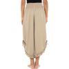 imageBack From Bali Womens Cropped Wide Leg Pants Trouser Comfort Solid Elastic Waist S4XLBeige