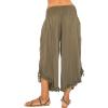 imageBack From Bali Womens Cropped Wide Leg Pants Trouser Comfort Solid Elastic Waist S4XLOlive