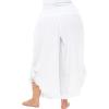 imageBack From Bali Womens Cropped Wide Leg Pants Trouser Comfort Solid Elastic Waist S4XLWhite