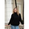 imageBack From Bali Womens High Turtleneck Sweater Oversized Slouchy Drop Shoulder Long SleevesBlack