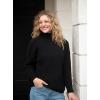 imageBack From Bali Womens High Turtleneck Sweater Oversized Slouchy Drop Shoulder Long SleevesBlack
