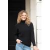 imageBack From Bali Womens High Turtleneck Sweater Oversized Slouchy Drop Shoulder Long SleevesBlack