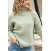 imageBack From Bali Womens High Turtleneck Sweater Oversized Slouchy Drop Shoulder Long SleevesSage