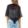 imageBack From Bali Womens Lightweight Knit Poncho Sweater Sheer Pullover Shrug Shawl Summer Cover UpBlack