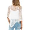 imageBack From Bali Womens Lightweight Knit Poncho Sweater Sheer Pullover Shrug Shawl Summer Cover UpWhite