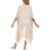 imageBack From Bali Womens Long Open Front Kimono Cardigan Boho Flowy Swimsuit Cover Up Summer Rayon Beach DusterMocha Graphic