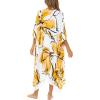 imageBack From Bali Womens Long Open Front Kimono Cardigan Boho Flowy Swimsuit Cover Up Summer Rayon Beach DusterYellow Blossom