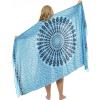 imageBack From Bali Womens Plus Size Sarong Swimsuit Cover Up Peacock Beach Wear Bikini Wrap Skirt with Coconut ClipBlue Black