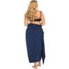 imageBack From Bali Womens Plus Size Sarong Swimsuit Cover Up Solid Beach Wear Bikini Wrap Skirt with Coconut ClipNavy