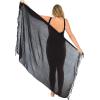 imageBack From Bali Womens Plus Size Sarong Wrap Solid Swimsuit Cover Up Pareo Bathing Suit Beach Skirt Coconut ClipBlack