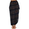 imageBack From Bali Womens Print Sarong Coverup Swimsuit Pareo with Boho Fringe ampamp Coconut Clip  Wrap Skirt or Beach ShawlBlack