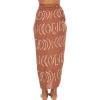imageBack From Bali Womens Print Sarong Coverup Swimsuit Pareo with Boho Fringe ampamp Coconut Clip  Wrap Skirt or Beach ShawlBrick