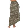 imageBack From Bali Womens Print Sarong Coverup Swimsuit Pareo with Boho Fringe ampamp Coconut Clip  Wrap Skirt or Beach ShawlKhaki