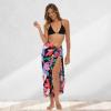 imageBack From Bali Womens Print Sarong Wrap Swimsuit Beach Pareo Skirt Cover Up with Coconut ClipPop Floral Black