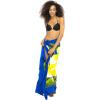imageBack From Bali Womens Sarong Coverup Hand Painted Flower Swimsuit Wrap Skirt Beach Pareo with Coconut ClipBlue