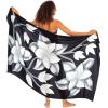 imageBack From Bali Womens Sarong Coverup Hand Painted Flower Swimsuit Wrap Skirt Beach Pareo with Coconut ClipFrangipani Black