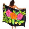 imageBack From Bali Womens Sarong Coverup Hand Painted Flower Swimsuit Wrap Skirt Beach Pareo with Coconut ClipHibiscus Black