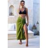imageBack From Bali Womens Sarong Wrap Swimsuit Cover Up Solid Beach Pareo Bathing Suit Skirt Coconut Tie ClipBlack
