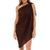 imageBack From Bali Womens Sarong Wrap Swimsuit Cover Up Solid Beach Pareo Bathing Suit Skirt Coconut Tie ClipBrown