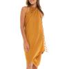 imageBack From Bali Womens Sarong Wrap Swimsuit Cover Up Solid Beach Pareo Bathing Suit Skirt Coconut Tie ClipCaramel
