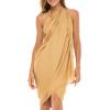 imageBack From Bali Womens Sarong Wrap Swimsuit Cover Up Solid Beach Pareo Bathing Suit Skirt Coconut Tie ClipMocha