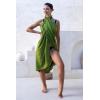 imageBack From Bali Womens Sarong Wrap Swimsuit Cover Up Solid Beach Pareo Bathing Suit Skirt Coconut Tie ClipOlive