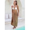imageBack From Bali Womens Sarong Wrap Swimsuit Cover Up Solid Beach Pareo Bathing Suit Skirt Coconut Tie ClipTaupe