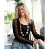 imageBack From Bali Womens Sheer Arm Cover Shrug Long Sleeve Open Front Cropped Mesh Bolero CardiganBlack
