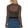 imageBack From Bali Womens Sheer Arm Cover Shrug Long Sleeve Open Front Cropped Mesh Bolero CardiganBlack Gold