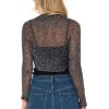 imageBack From Bali Womens Sheer Arm Cover Shrug Long Sleeve Open Front Cropped Mesh Bolero CardiganBlack Silver